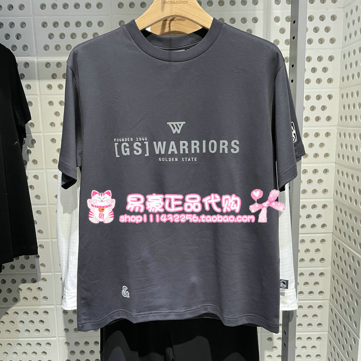 杰克琼斯NBA联名款纯色宽松短袖T恤 225201028 E42 6905571239610