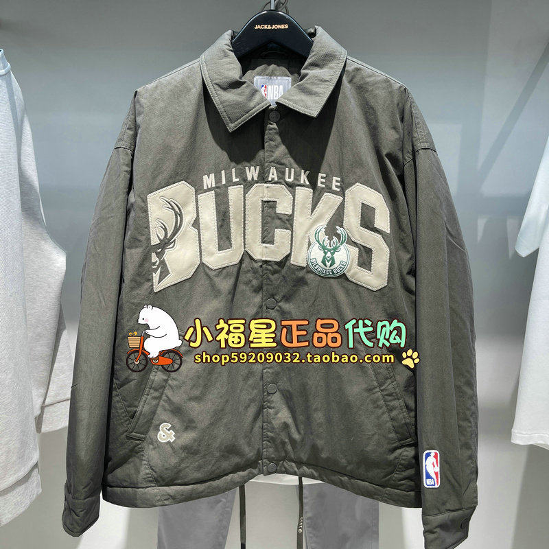 杰克琼斯NBA联名雄鹿队白鸭绒羽绒服226423002 E06 6905571381616