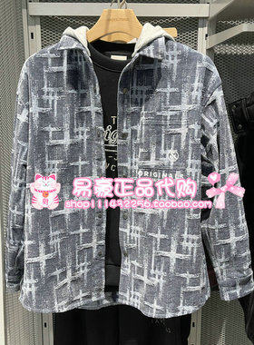 杰克琼斯男装冬季衬衫可拆卸连帽字母刺绣潮流外套 2254O3025 E40