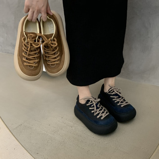 潮 女百搭丑萌大头轻便休闲运动鞋 SGIRL TWTW复古风撞色系带面包鞋