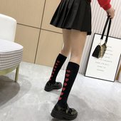 小腿袜女潮ins外穿 爱心学院风长筒袜秋季 美腿显瘦JK黑色及膝长袜