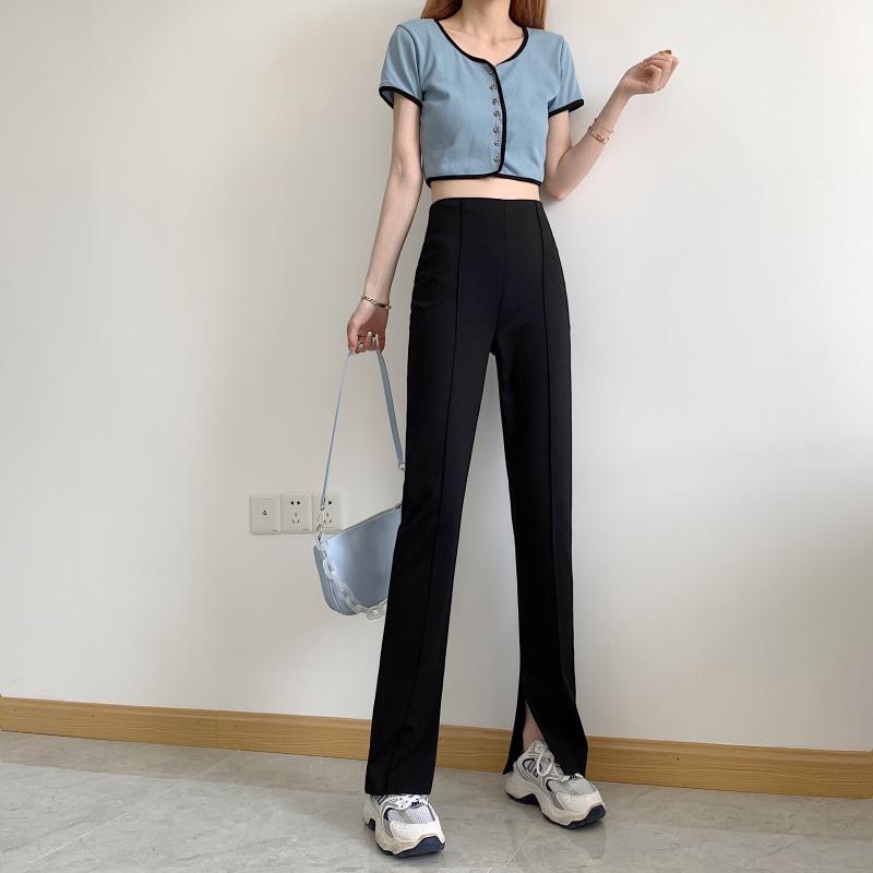 Real price new summer cover belly high waist thin versatile split pants