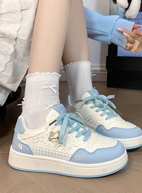 回力猫咪小鱼板鞋女2026春秋新款韩版百搭休闲厚底初中生小白鞋子
