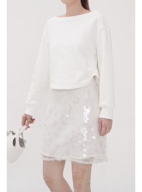 清仓不退/2折起 rowi细节高腰时髦卫衣白色女春秋季新款设计上衣