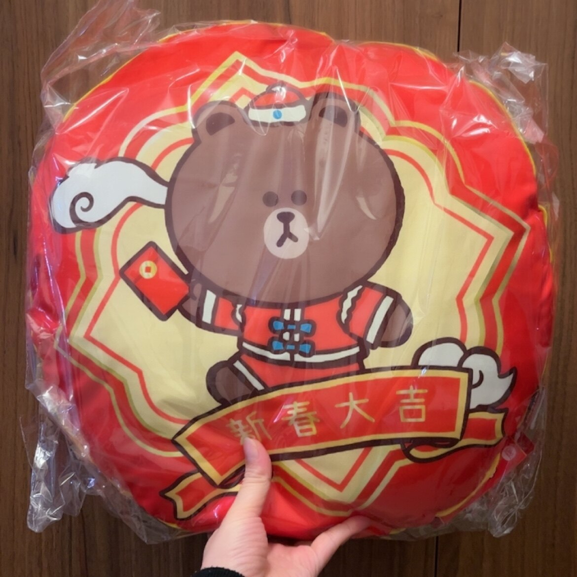 全新香港购入布朗熊linefriends新年抱枕靠枕可爱卡通新年礼物