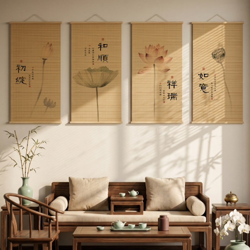 玄关客厅中式装饰竹艺画