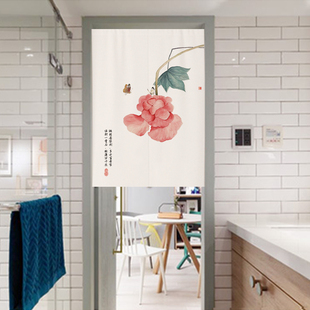 中式门帘隔断帘短帘中国风布帘室内古风入户客厅简易家用布艺帘子