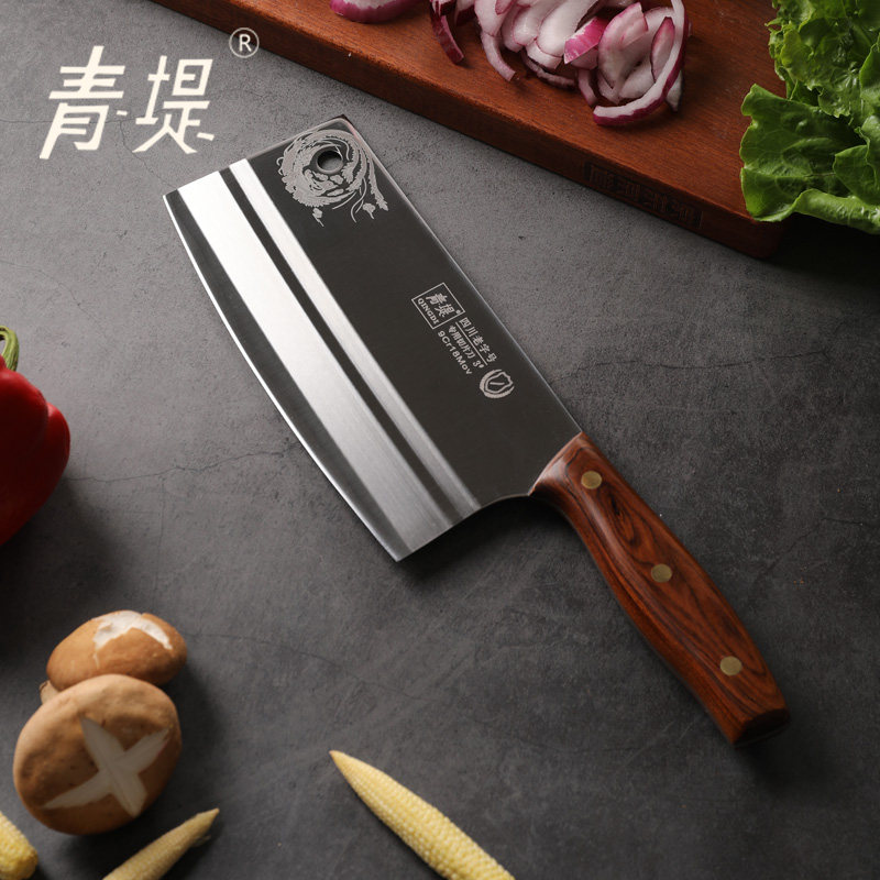 【推荐！】青堤菜刀手工9铬夹钢锻打锋利刀具厨房用品切片切菜刀
