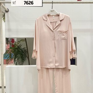 名典艺族醋酸丝睡衣春夏女2026新款高级感长袖长裤可外穿家居服