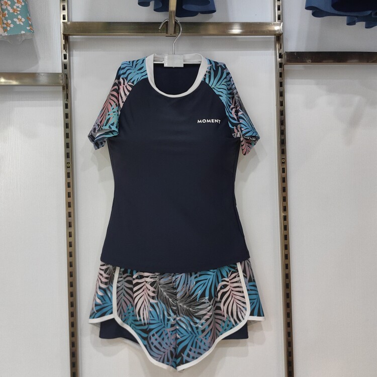 开心缘游泳衣女士分体短袖运动款保守跑步泳池学习外穿泳装A0389