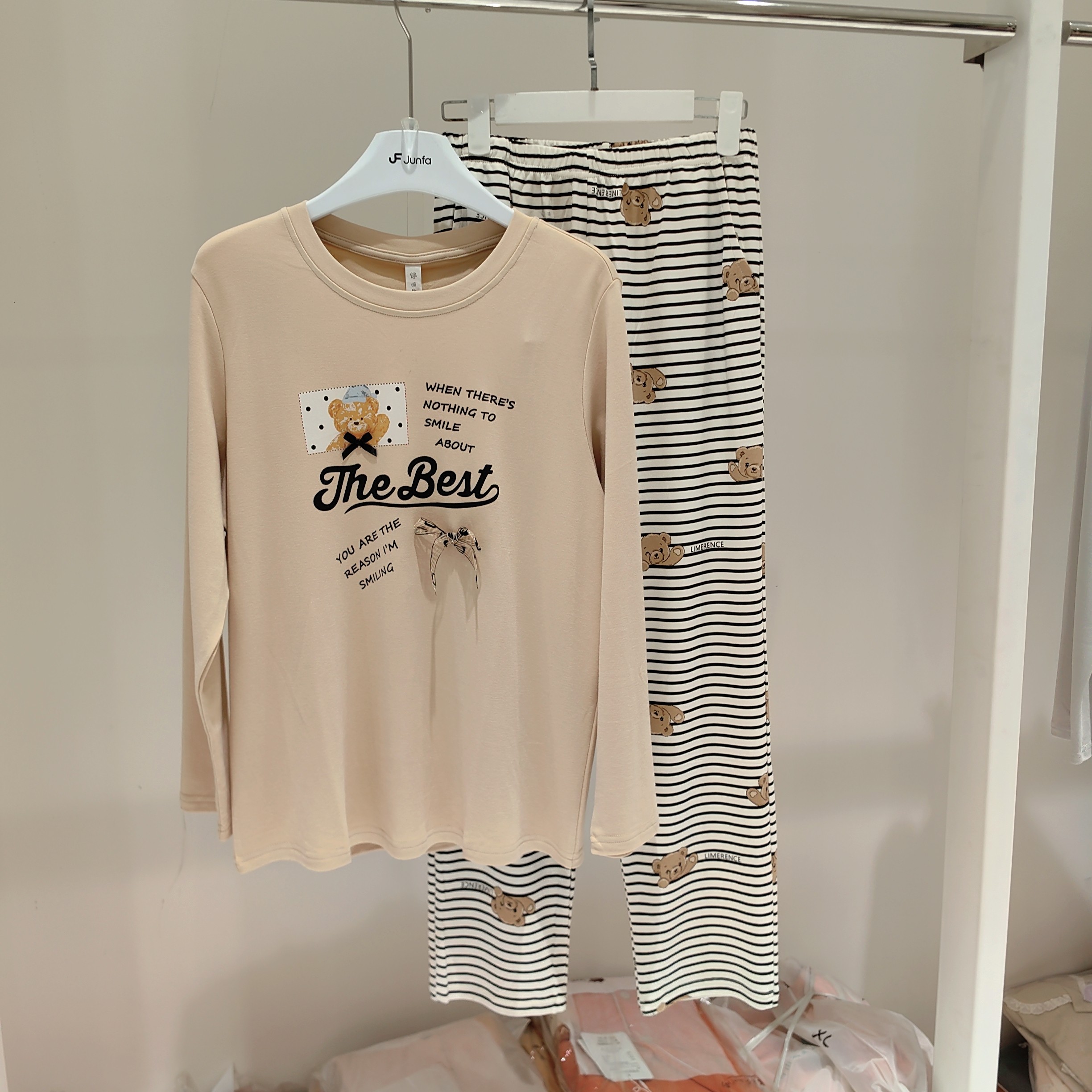 宅公主女士睡衣秋冬纯棉长袖轻羽棉卡通可爱休闲家居服套装可外穿