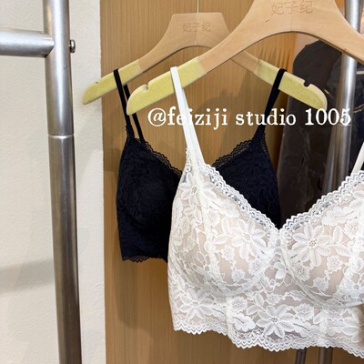 妃子纪1005轻奢鱼骨线性感美背法式蕾丝细肩带固定杯透气贴肤裹胸