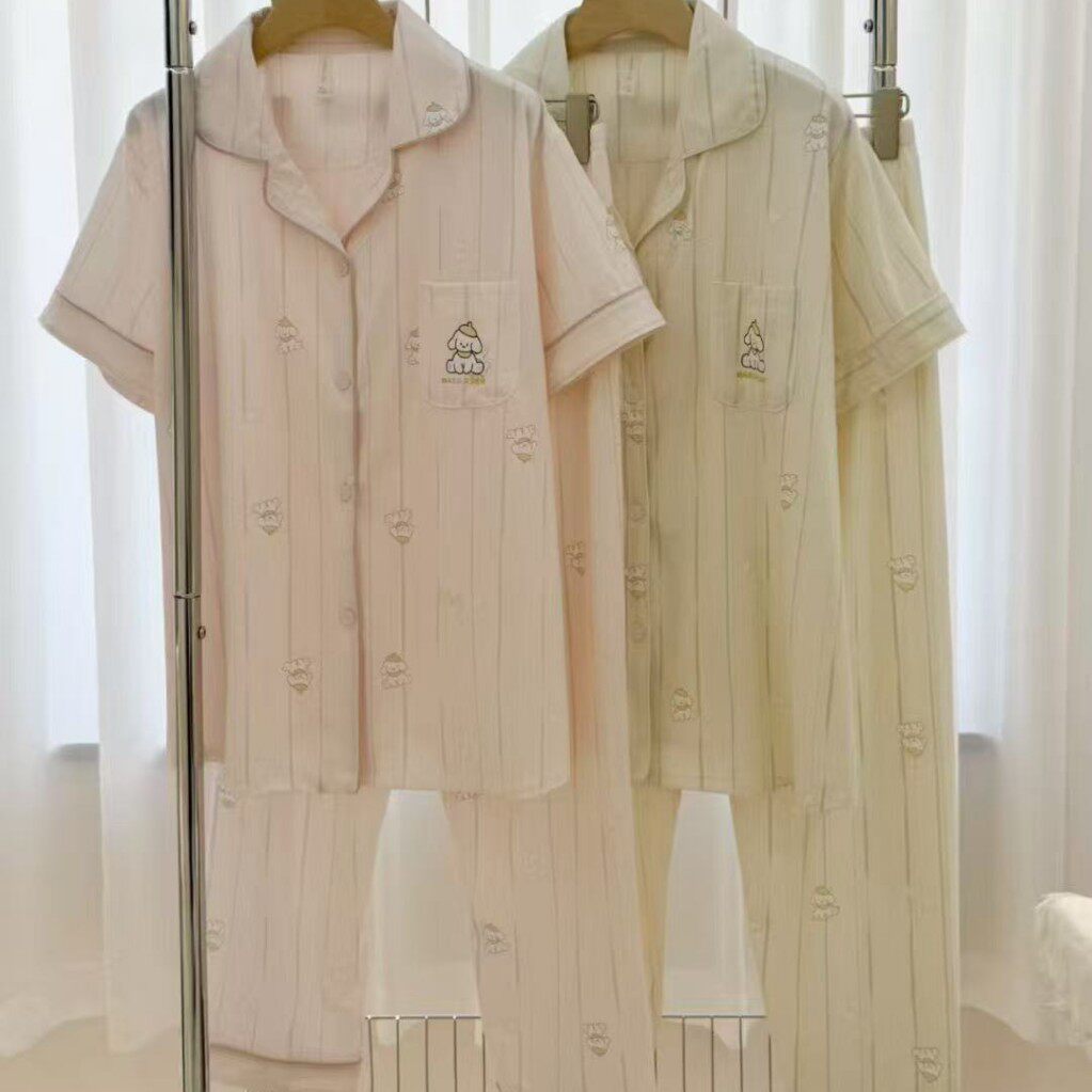 2026娇思蓓1981韩版新款女士短袖睡衣女夏季开衫卡通翻家居服套装