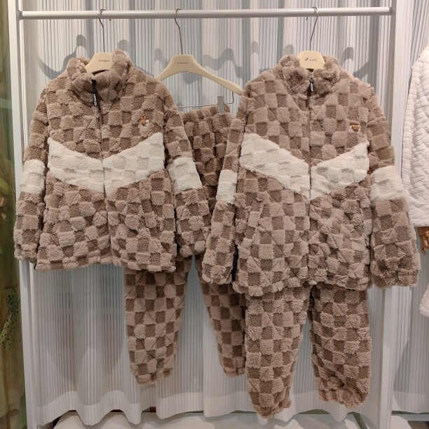 韩梦恋冬天情侣睡衣女夹棉袄时尚加厚保暖可外穿潮流家居服套装男