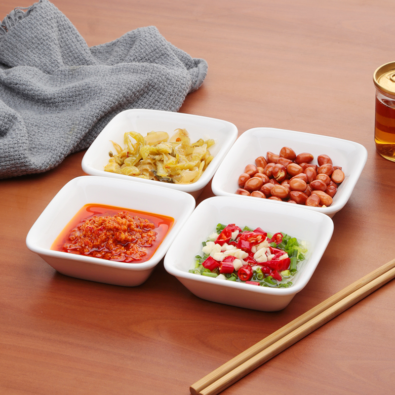 火锅店四方碟小吃方形陶瓷蘸料碟
