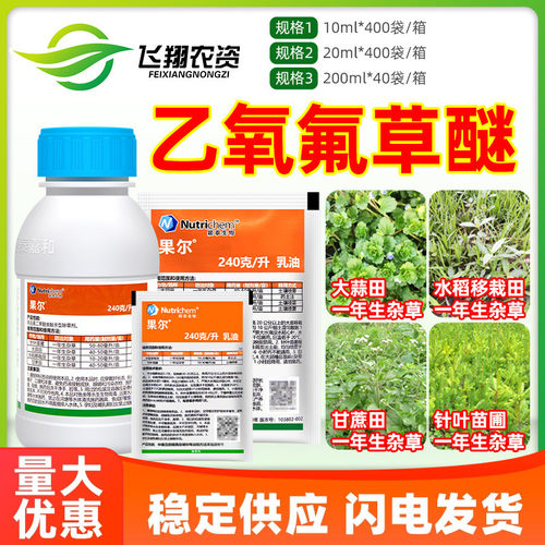 颖泰果尔乙氧氟草醚大蒜水稻移栽田甘蔗苗圃一年生杂草农药除草剂