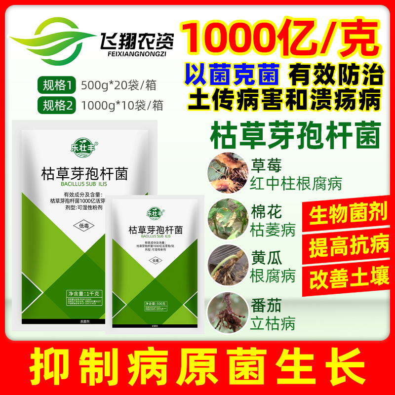 乐壮丰枯草芽孢杆菌死棵烂苗枯萎根腐黄萎病青枯立枯病猝倒杀菌剂
