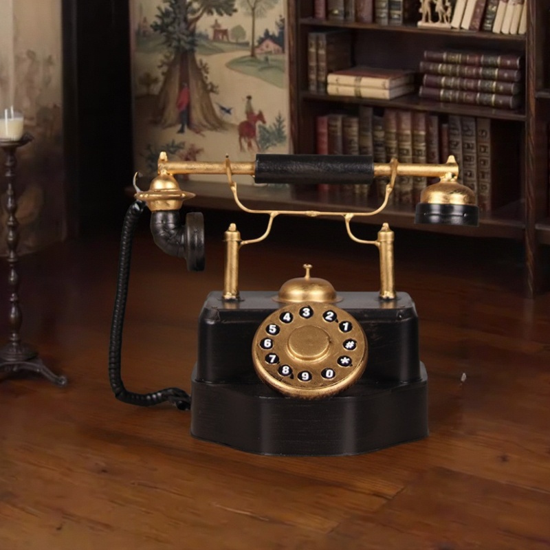 复古民国电话摆件老上海怀旧老物件道具老式古董装饰转盘座机模型