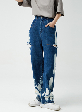 限时3哲！VCR STUDIO 高个子救星 粉刷匠破洞牛仔裤复古褪色水洗