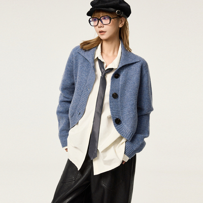 显高不臃肿！加厚奶蓝色毛衣开衫
