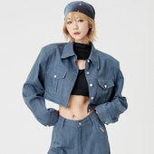 高级感条纹牛仔短款 VCR STUDIO 外套女春廓形设计感辣妹夹克上衣