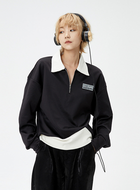 VCR STUDIO 原创丝光宽松设计感休闲卫衣2022早春情侣套头上衣