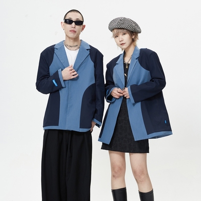 绝绝子双面两穿西装小众潮酷撞色