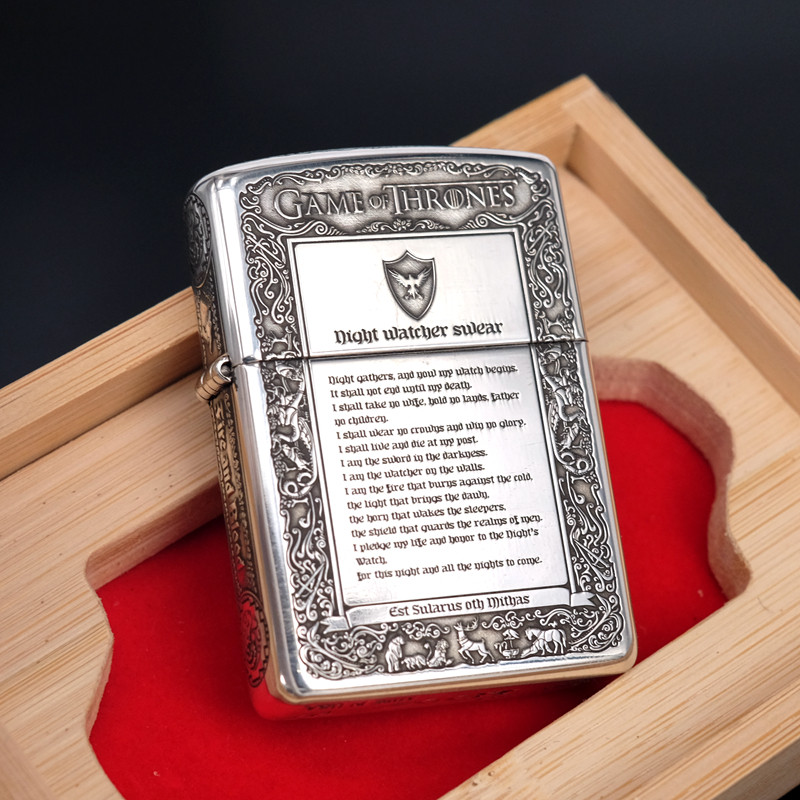 【纯银—冰与火之歌】蚊版纯银盔ZIPPO/芝宝