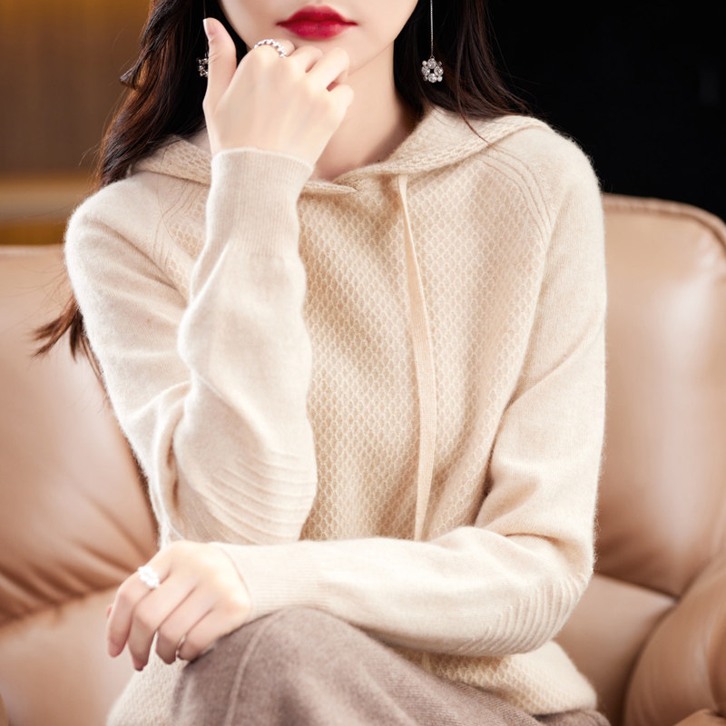 慵懒宽松连帽卫衣女套头长袖韩版休闲内搭针织羊毛连帽衫外穿毛衣