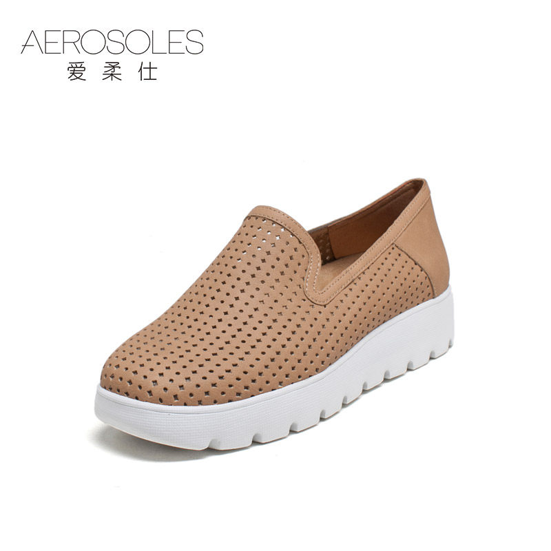 Aerosoles爱柔仕真皮爱意单鞋凉鞋女新款圆头柔软平底舒适百搭D19,女鞋,浅口单鞋,淘宝优惠券,粉丝福利购,淘宝优惠卷