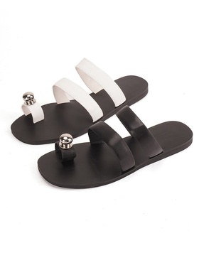 35-37牛皮猪皮里Shellys英国罗马女金属球简约平底套趾外穿凉拖鞋