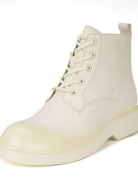 38-39真皮D家正品白色马丁靴女短靴2022年秋冬厚底系带显瘦高帮
