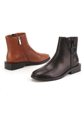 头层牛皮shellys英国 棕色外侧拉链装饰2023切尔西短靴马丁靴休闲