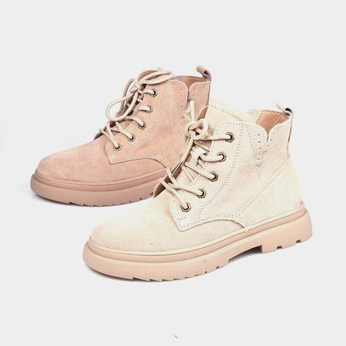 BLVN牛皮休闲风驼色机车短靴