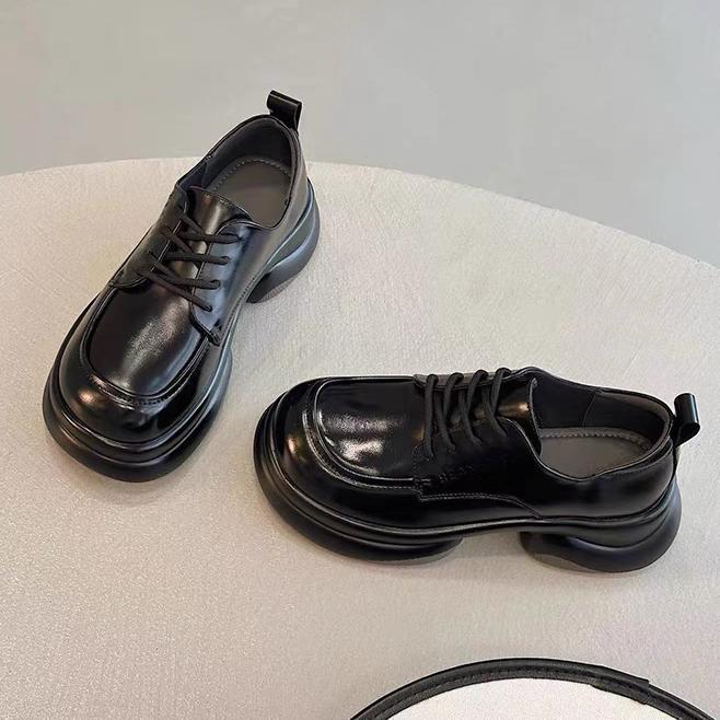 JK女时尚乐福鞋厚底增高系带单鞋