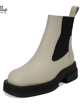 39头层牛皮shellys英国 冬季女新款百搭短筒靴英伦机车潮女马丁靴