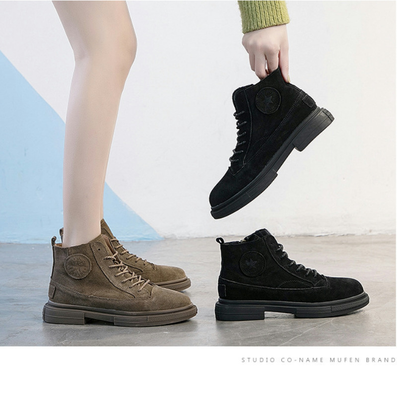 BLVN专柜沙漠机车短靴黑色女靴子