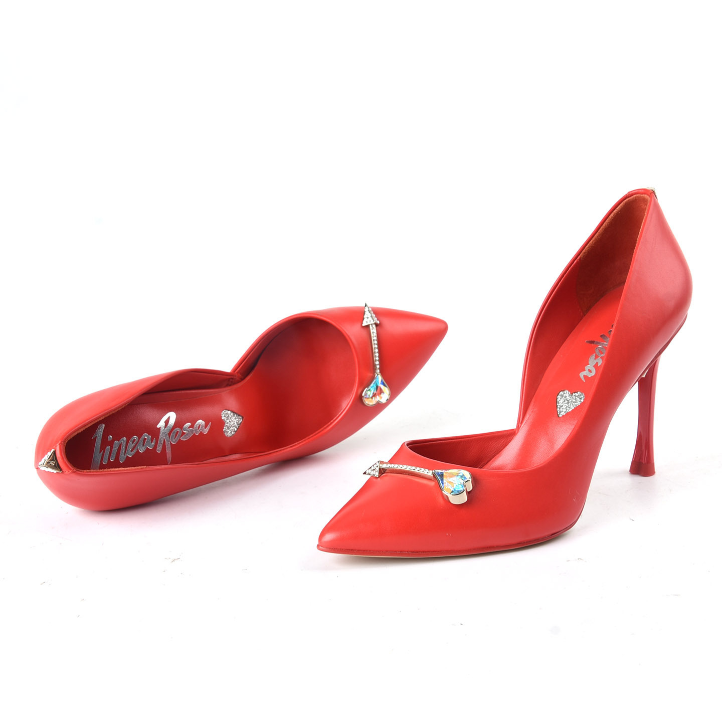 头层牛皮恋尚萝莎红色细高跟单鞋