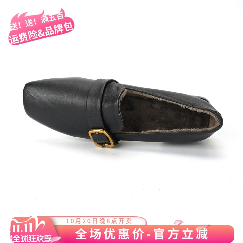 头层牛皮ZUSE方头低跟女深口女鞋