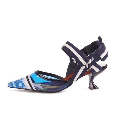 SHELLYS细跟波点软尖头包头单鞋