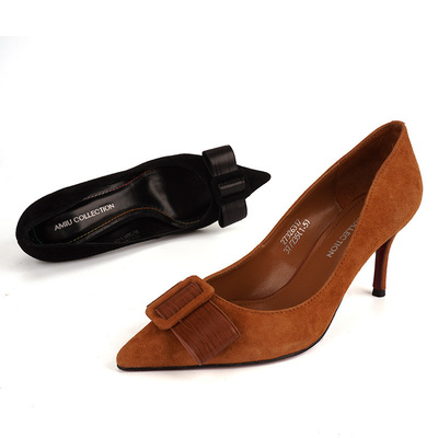 专柜正品单鞋真皮细高跟女鞋