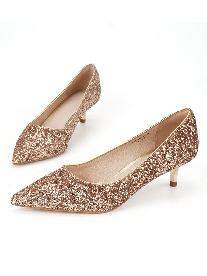 SoAmiu品牌单鞋亮片细跟鞋尖头