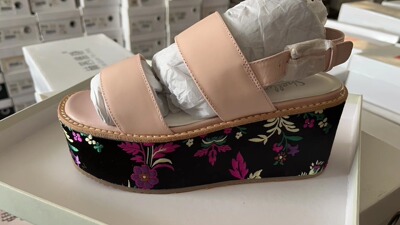 SHELLYS坡跟宽带真皮露趾凉鞋女