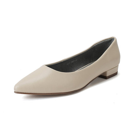 33-41头层牛皮ZUSE浅口低跟职业米黑妈妈软底工作皮鞋面试女单鞋