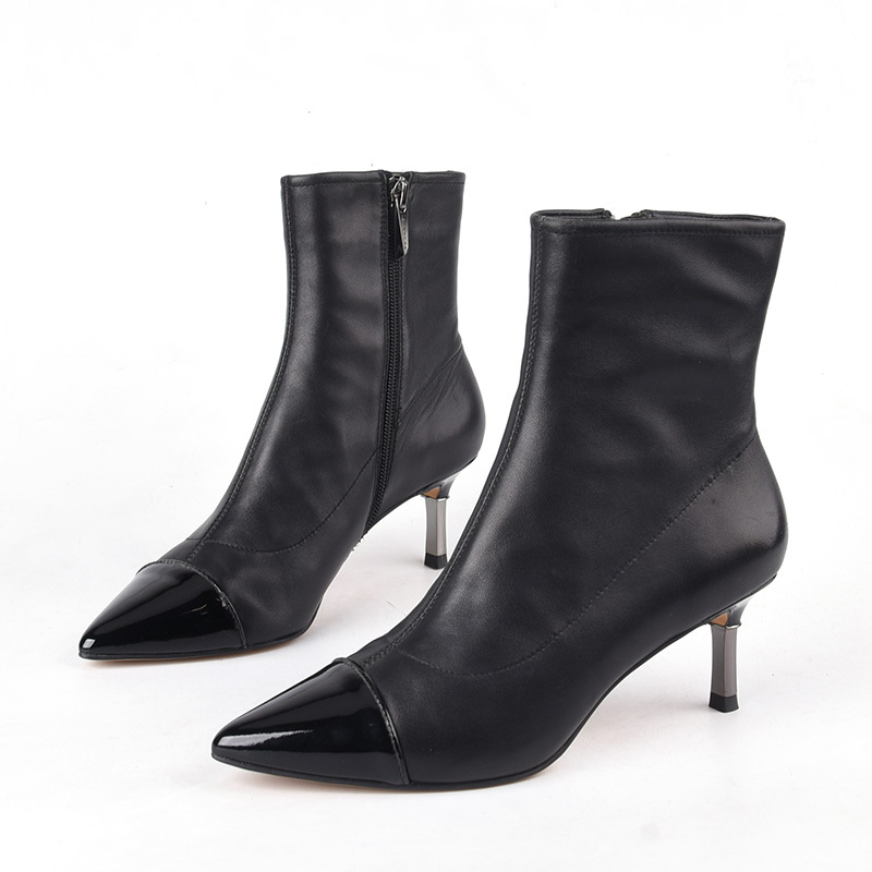 莱尔斯丹拼接新品女鞋短靴黑色