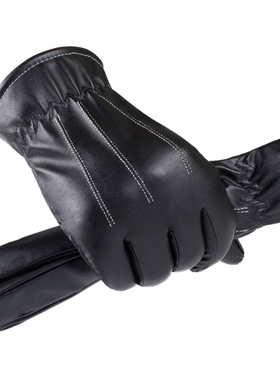 时尚韩版男士皮手套秋冬季触屏保暖骑行开车加厚绒保暖皮手套男士