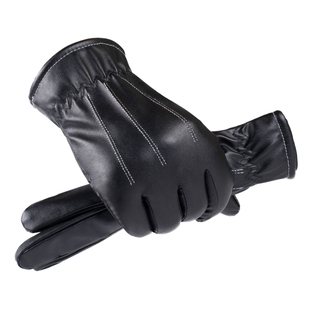 触屏保暖骑行开车加厚绒保暖皮手套男士 时尚 皮手套秋冬季 男士 韩版