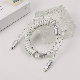 ins風(fēng)系列快充數(shù)據(jù)線適用蘋果iPhone15華為P70彈簧車載vivo100W