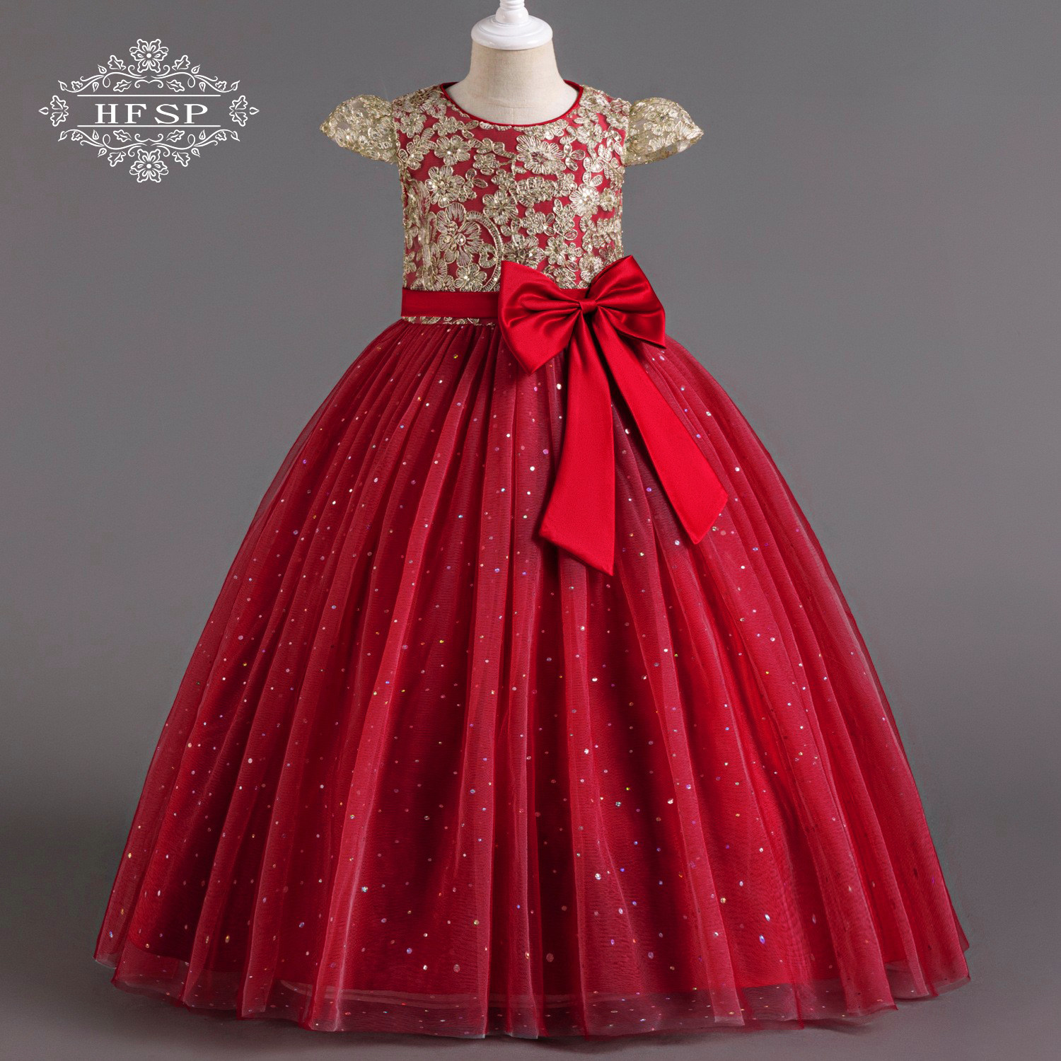 女童蕾丝礼服裙儿童舞台演出裙洋气生日蓬蓬裙钢琴主持高端公主裙