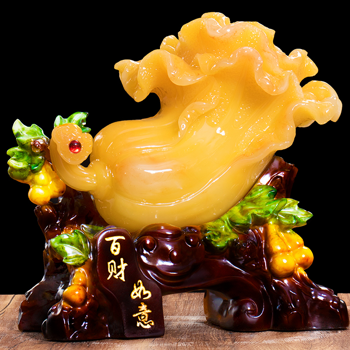 百财如意玉白菜摆件中式客厅电视酒柜玄关装饰品店铺开业乔迁礼物